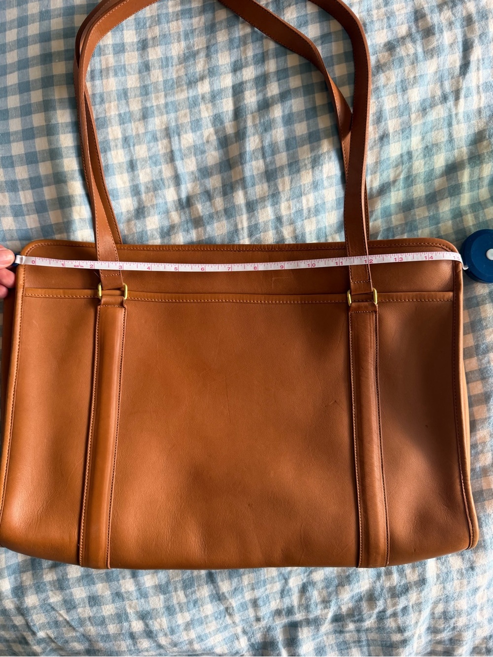 Coach Tan Leather Shoulder Bag with Gold Hardware